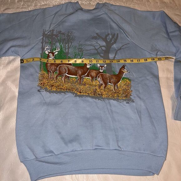 New 1990 Deadstock Deer Buck Doe Grand Illusion Blue Sweatshirt Medium Hunter - Picture 8 of 10